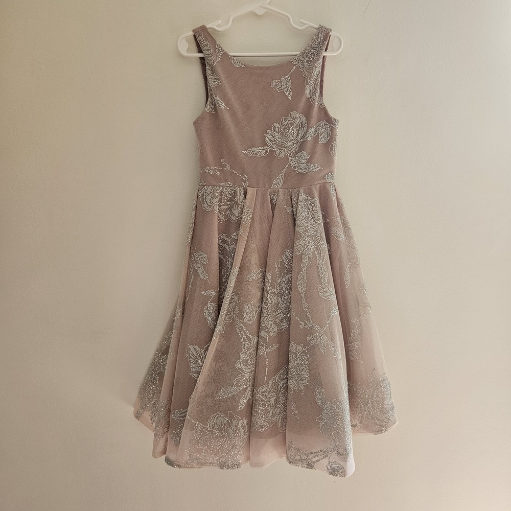 Hayley Paige Flower Girl Dress Pink Shimmer Glitter Twirl Party Formal Wedding 5